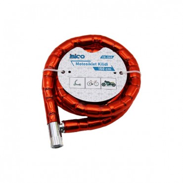 Kırmızı Motor Bisiklet Kilidi 22 mm x 150 cm 