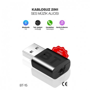 2'si 1 Arada Tak Çalıştır Kablosuz Aux RX/TX Transmitter Ses Alıcı Verici 