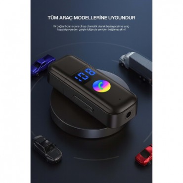  2'si 1 Arada Bluetooth Receiver USB-Aux Kablo Ses Kontrol Ekran