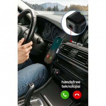  2'si 1 Arada Bluetooth Receiver USB-Aux Kablo Ses Kontrol Ekran