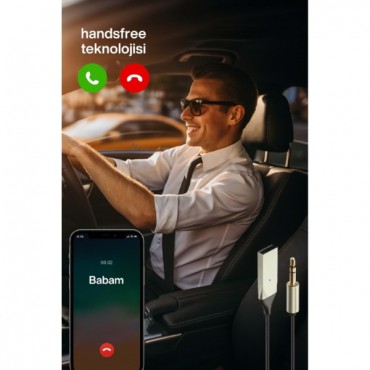 Kablosuz Aux Bluetooth 5.3 Tak Çalıştır Araç Kiti Telefon Ve Müzik Dinleme