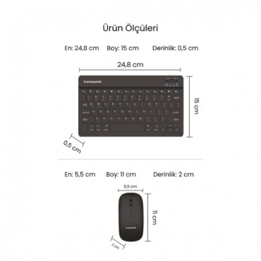 Siyah Kablosuz Klavye Ve Mouse Seti