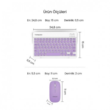 Mor Kablosuz Klavye Ve Mouse Seti