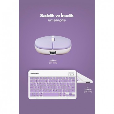 Mor Kablosuz Klavye Ve Mouse Seti