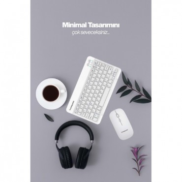 Beyaz Kablosuz Klavye Ve Mouse Seti
