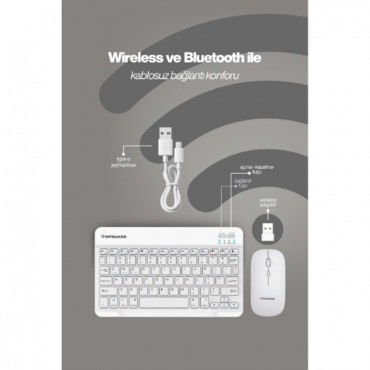 Beyaz Kablosuz Klavye Ve Mouse Seti