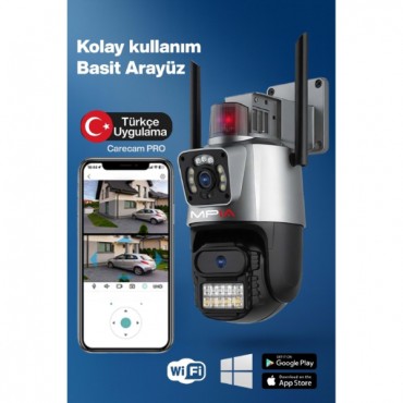  3 MP + 3 MP Çift Lens Wi-Fi TF Kart Girişli Güvenlik Kamerası 