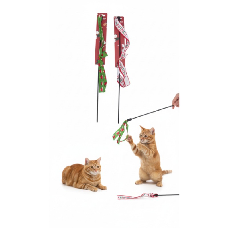 Yılbaşı Temalı Kedi Oyun Oltası 