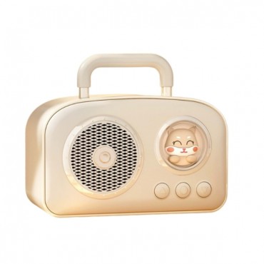 Sevimli Tasarımlı Taşınabilir Radyolu Bluetooth Hoparlör Bej 