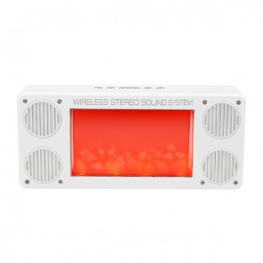 Alev Şömine Efektli Bluetooth Hoparlör Beyaz 