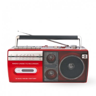 Kırmızı Kaset Çalar - Bluetooth USB TF AUX FM Özellikli 