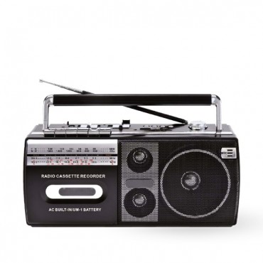 Siyah Kaset Çalar - Bluetooth USB TF AUX FM Özellikli 