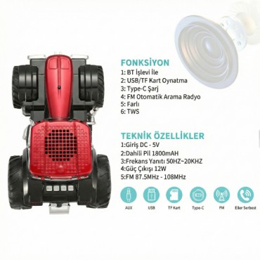 Traktör Tasarımlı Bluetooth Hoparlör 