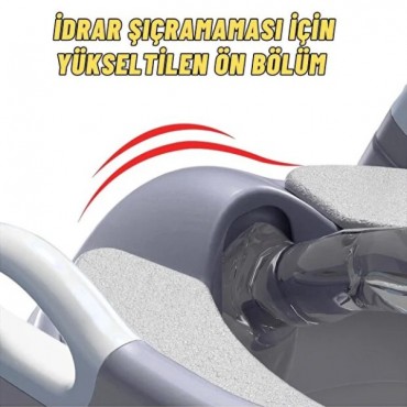 Gri Merdivenli Çocuk Klozet Tuvalet Eğitimi Aparatı 