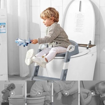 Gri Merdivenli Çocuk Klozet Tuvalet Eğitimi Aparatı 