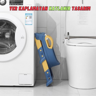 Mavi Merdivenli Çocuk Klozet Tuvalet Eğitimi Aparatı 