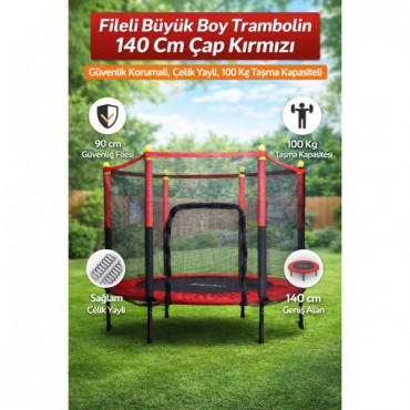 Fileli 140 cm Büyük Boy Trambolin 