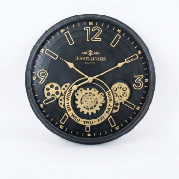 Çarklı Duvar Saati Altın Rengi Detaylı 59 cm