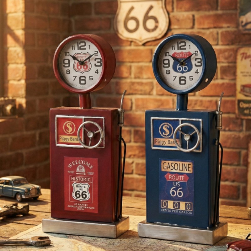 Klasik Benzinlik Tasarımlı Masaüstü Saat