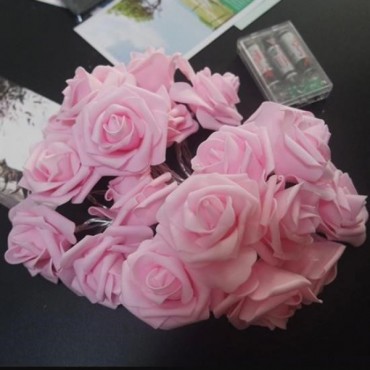 Yapay Gül Tasarımlı Dekoratif Led Işık Pilli (20 Gül)