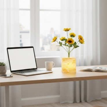 Sarı Saksılı LED Yapay Çiçek 