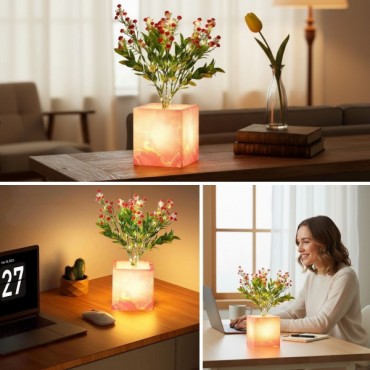 Pembe Saksılı LED Yapay Çiçek 