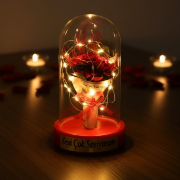 Gül Buketi Ledli Fanus 