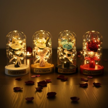 Gül Buketi Ledli Fanus 