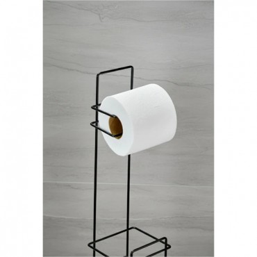 Siyah Standlı Yedek Hazneli Tuvalet Kağıtlığı 