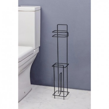 Siyah Standlı Yedek Hazneli Tuvalet Kağıtlığı 