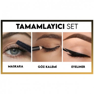 3'ü 1 Arada Göz Makyajı Seti - Eyeliner, Maskara, Kalem