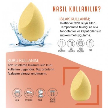 4'lü Kapaklı Armut Makyaj Süngeri Seti