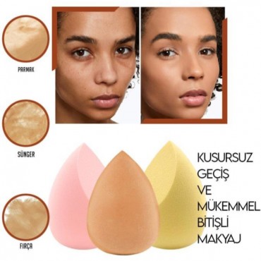 4'lü Kapaklı Armut Makyaj Süngeri Seti