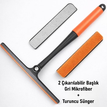 360 Derece Oynar Çift Başlıklı Çekçek Cam Temizleme Aparatı 