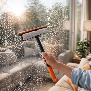 360 Derece Oynar Çift Başlıklı Çekçek Cam Temizleme Aparatı 