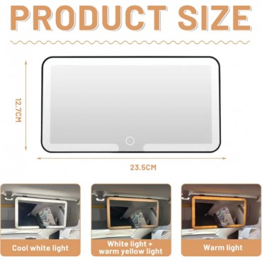 Araç İçi Güneşlik Uyumlu Işıklı Makyaj Aynası 3 Renk 