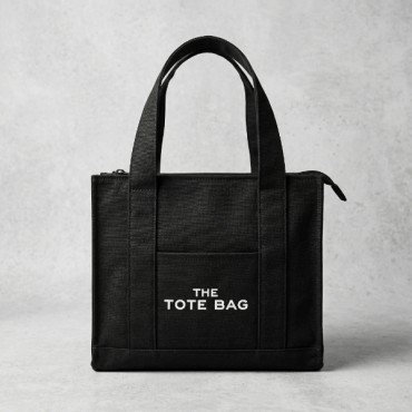 Siyah Kanvas Yumuşak Kol Çantası The Tote Bag 