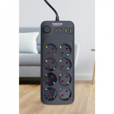 Termal Akım Korumalı 8 Prizli Uzatma Kablosu