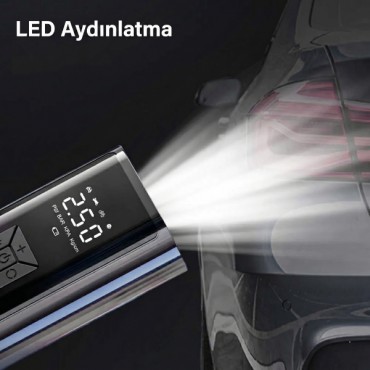 Dijital Ekranlı Şarjlı Taşınabilir Araç Hava Kompresörü