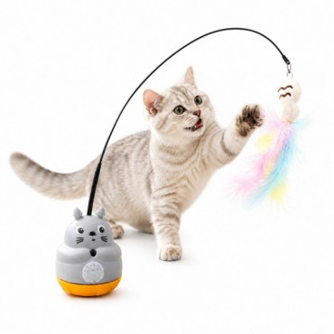 Kedi Şekilli Dönen Peluş Balıklı Olta Oyuncağı 