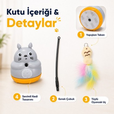 Kedi Şekilli Dönen Peluş Balıklı Olta Oyuncağı 