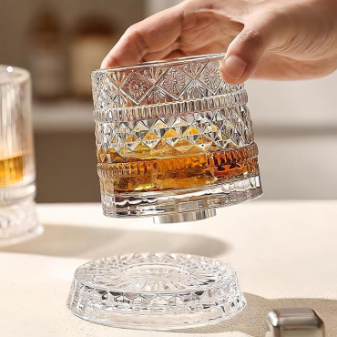 360 Derece Dönen Bardak - 280 ml - Kristal Cam 