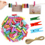 İpli Mini Mandal Seti - 50'li Paket - Karışık Renkli Set