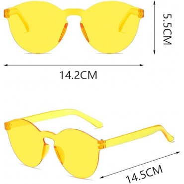 Sert Mika Oval Şekilli Çerçevesiz Sarı Gözlük Retro Parti 5x14 cm