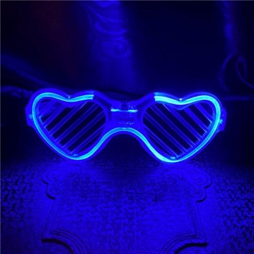 Mavi LED Işıklı Kalp Gözlük – 3 Modlu 
