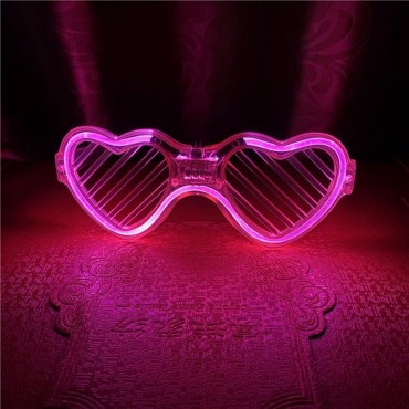 Pembe LED Işıklı Kalp Gözlük – 3 Modlu 