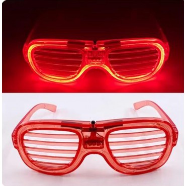 Kırmızı Led Işıklı Parti Gözlüğü - Neon Glow Şerit Gözlük 3 Modlu