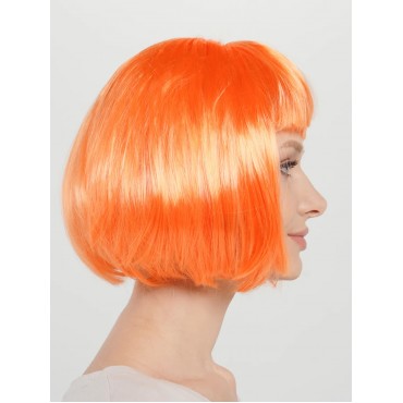 Turuncu Renk Küt Parti Peruğu Kısa Takma Saç