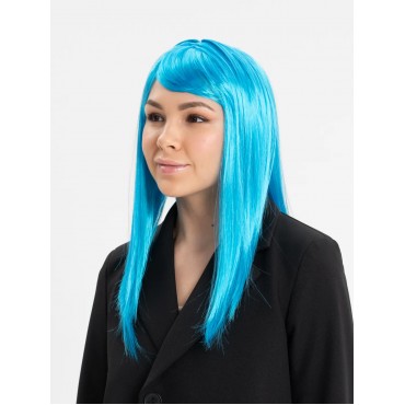 Açık Mavi Renk Uzun Düz Parti Peruğu