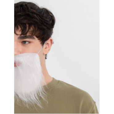 Beyaz Kırçıllı Arkadan Lastikli Beyaz Takma Sakal Yetişkin Çocuk Uyumlu